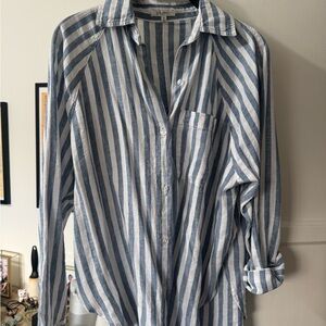 Z Supply Women’s Casual Blue and White Striped Shirt